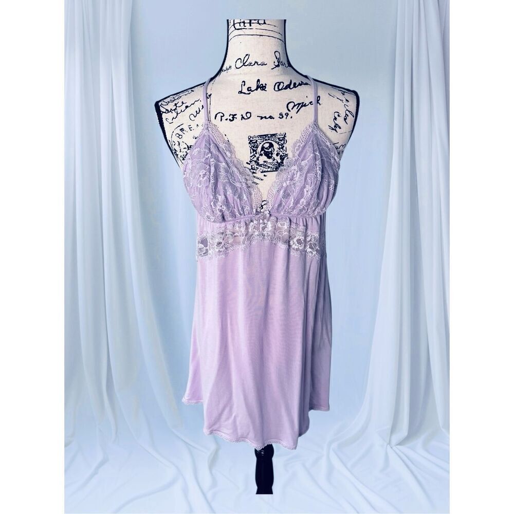 Vintage Y2k Victoria’s Secret Lavender & Sparkly Lace Babydoll Nightie size L